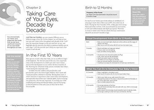 Page from a book on eye care for different ages.