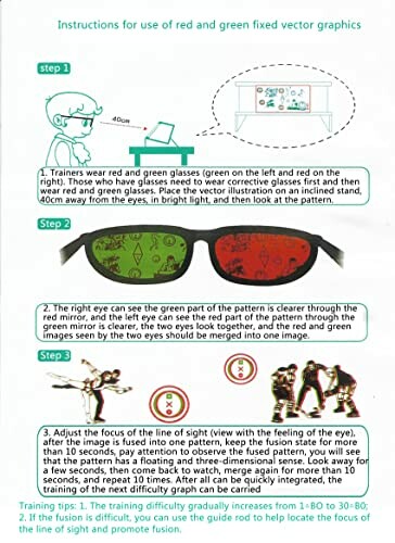 Instructions for using red and green fixed vector graphics with glasses.