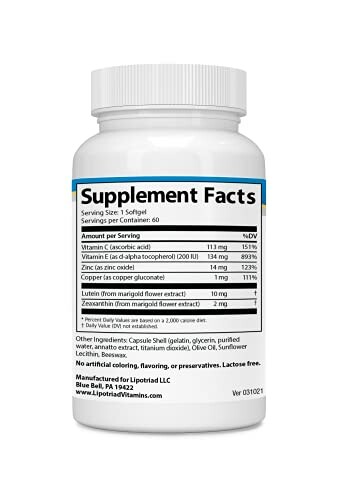 Bottle displaying supplement facts label